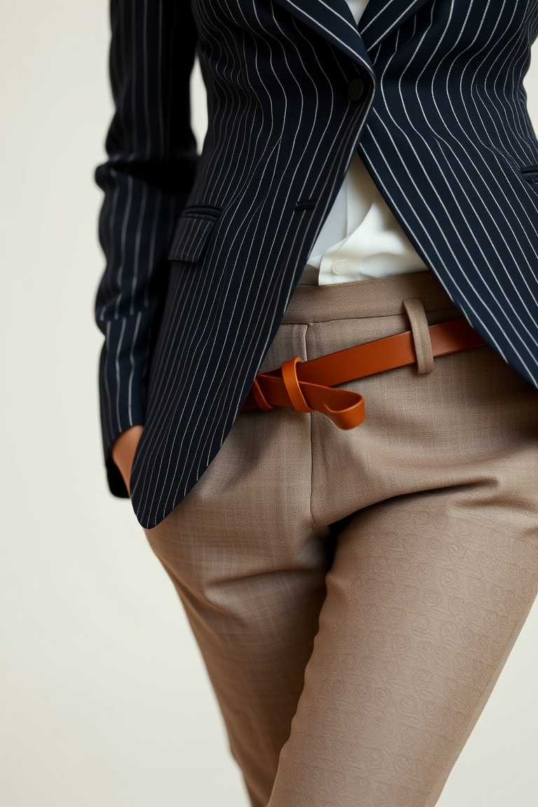 Detail shot showing a sophisticated approach to pattern mixing