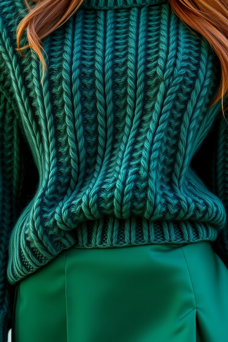 Detail of mixed textures in monochromatic looks