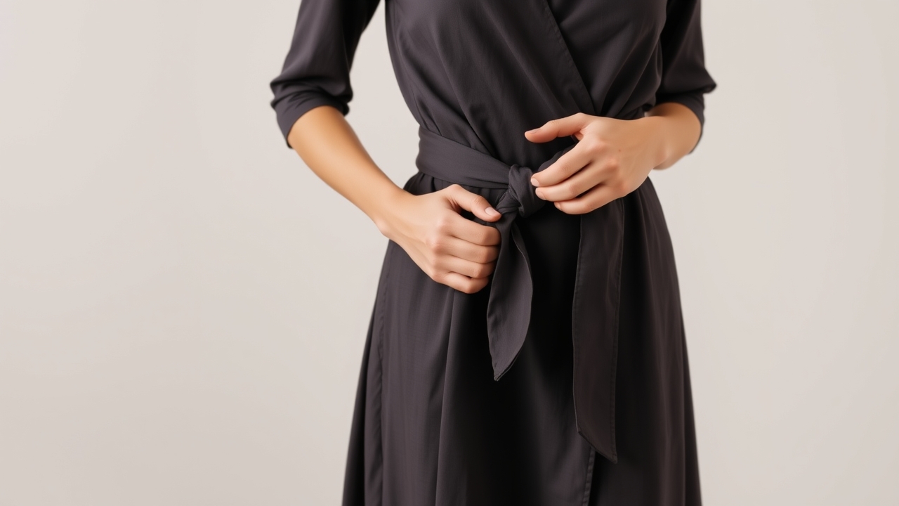 woman wearing a wrap dress outfit at a garden party