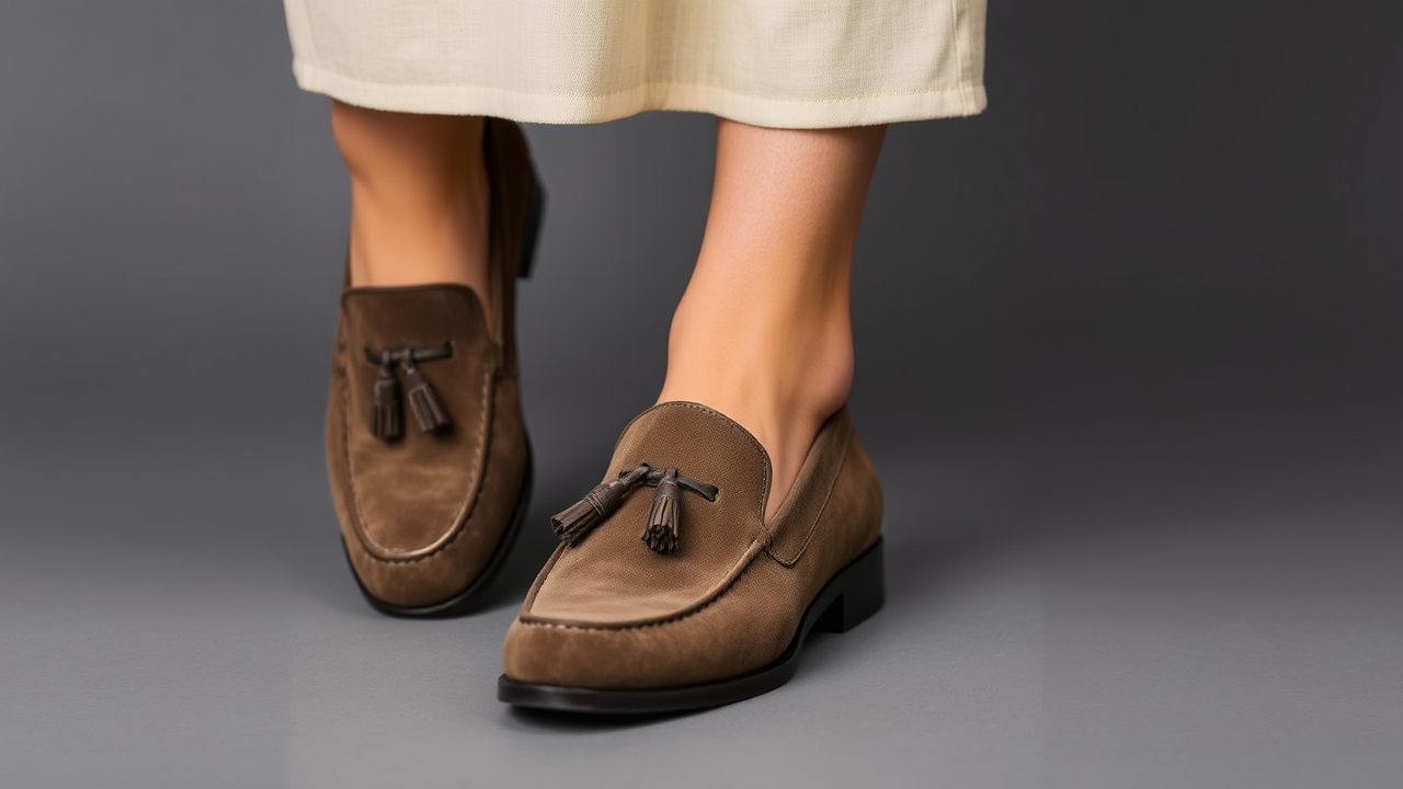 loafers looks on a neutral background